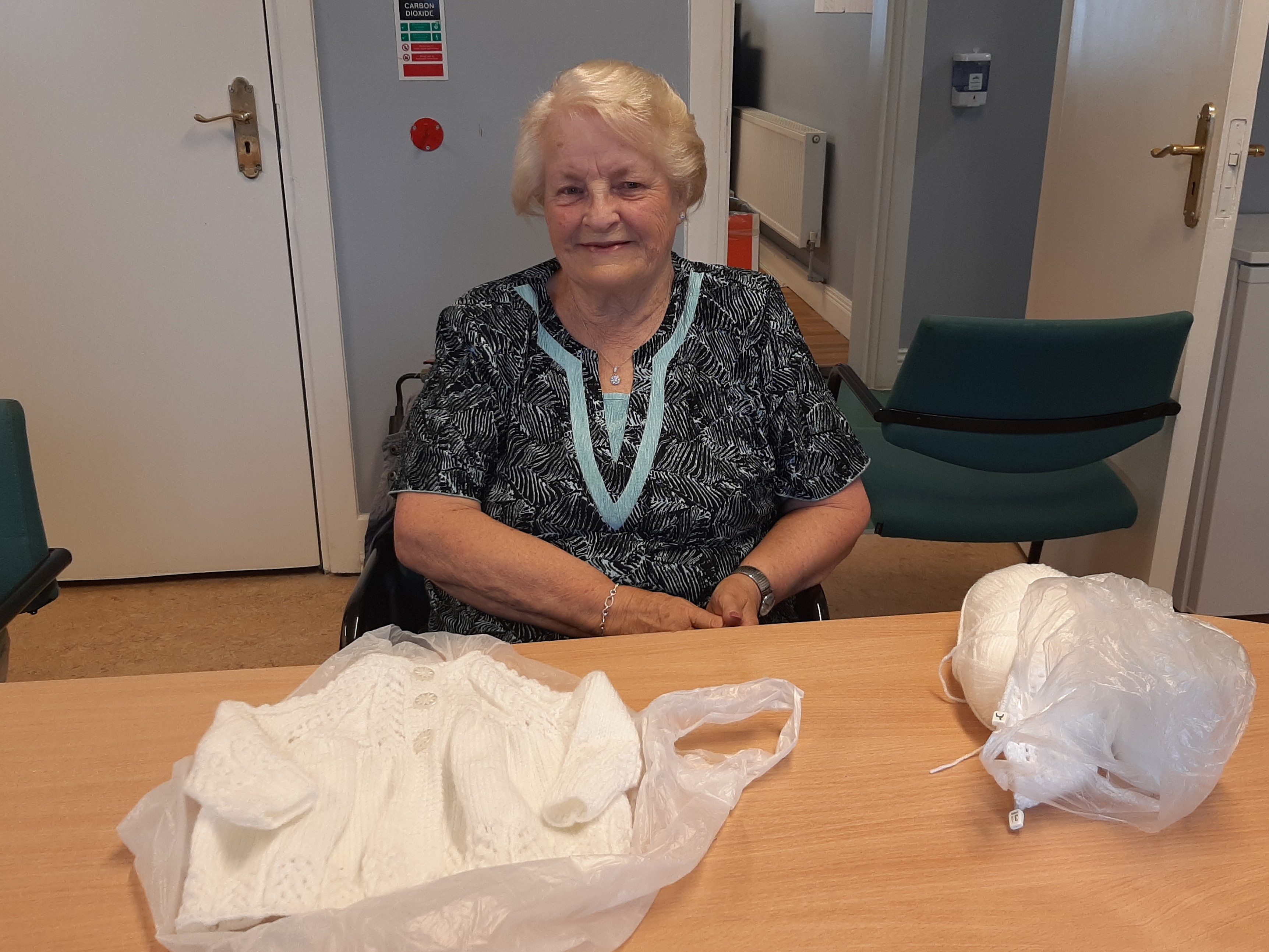 Joan's Christening cardi and bonnet