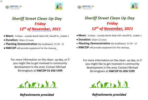 Flyer for Sheriff Street clean-up Nov 12 2021 