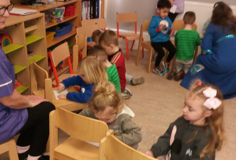 Children take part in the art session