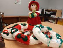 A Christmas doll and decorations