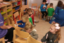 Children take part in the art session 